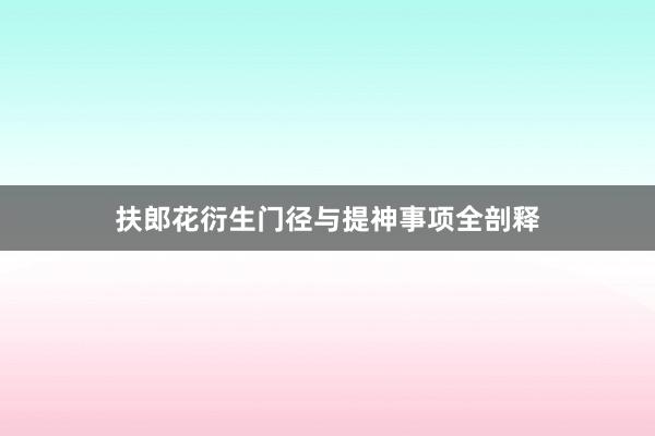 扶郎花衍生门径与提神事项全剖释